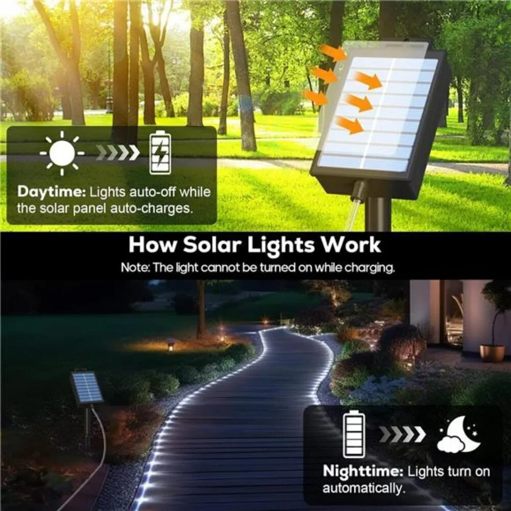 Solar Rope Lights 39FT Waterproof LED Outdoor String Lights for Patio Garden